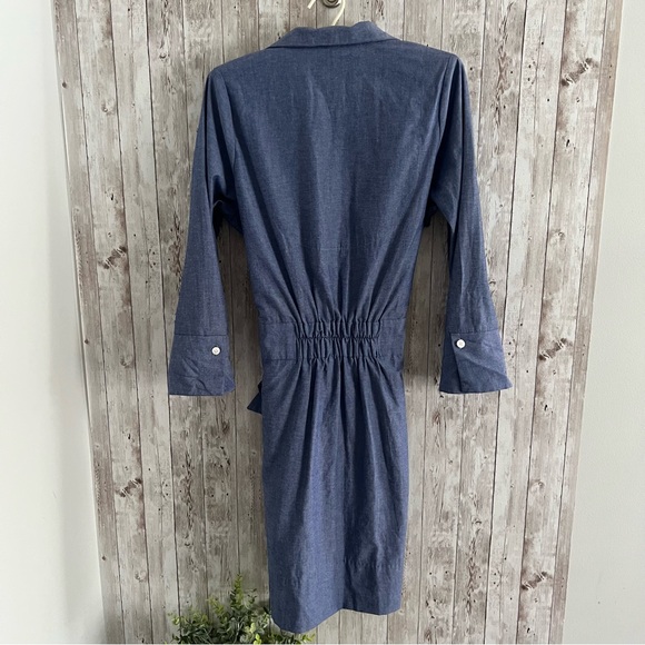 Gretchen Scott Designs Blouson Chambray Blue Shirt Preppy Cottage Coastal Dress - Picture 3 of 6